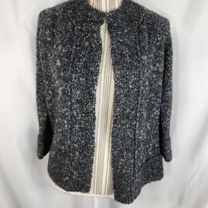 Preswick & Moore Grey w/White & Silver Metallic Specks Open Front Cardigan Sz PS